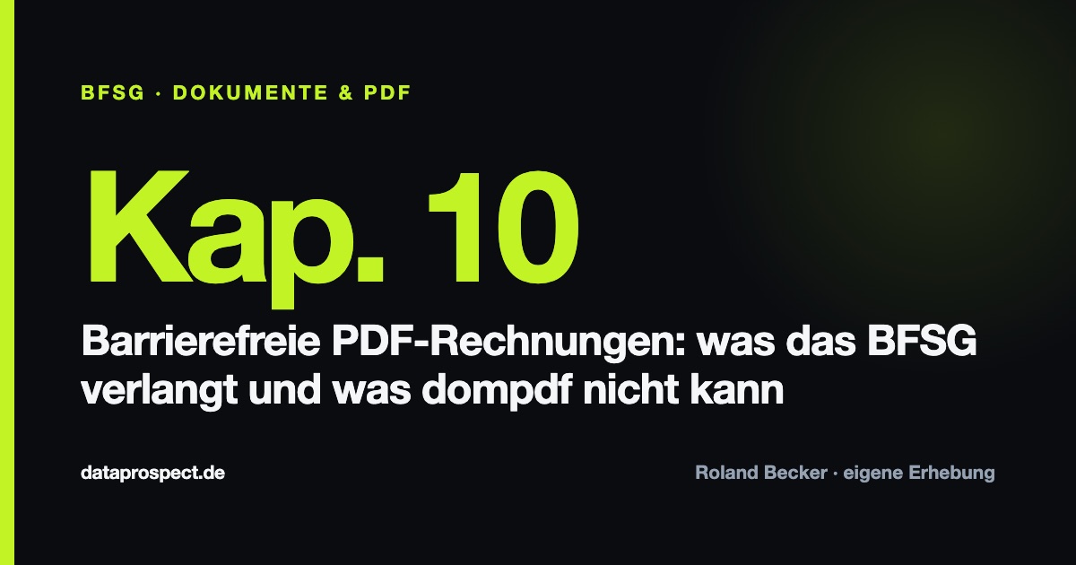 Cover: Barrierefreie PDF-Rechnungen nach BFSG, Kapitel 10 der EN 301 549